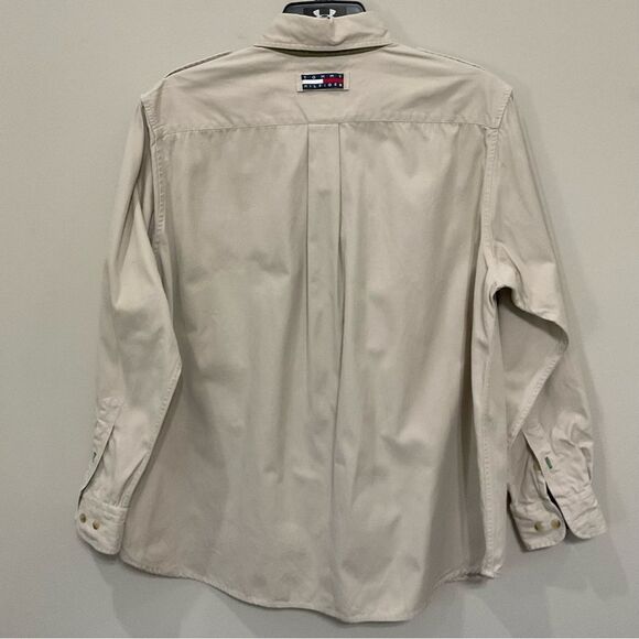Vintage Tommy Hilfiger Shirt Khaki Safari Button Down Sz 12 Field Shirt Pockets - Picture 4 of 4